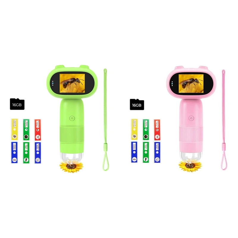 

AA46 P30 Kids Microscope, 1000X Slide Digital Microscope With 2 Inch Screen, HD 16MP Camera And 1080P Video, Pocket Coin