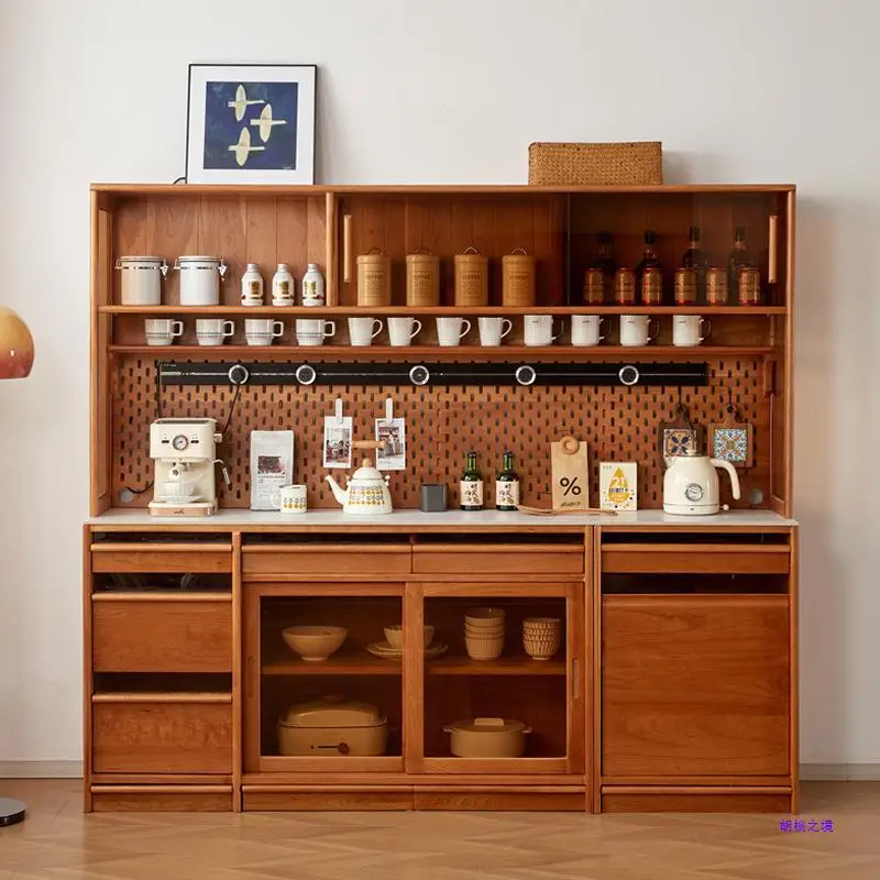 North American cherry wood log sideboard black walnut full solid wood vintage storage storage meal