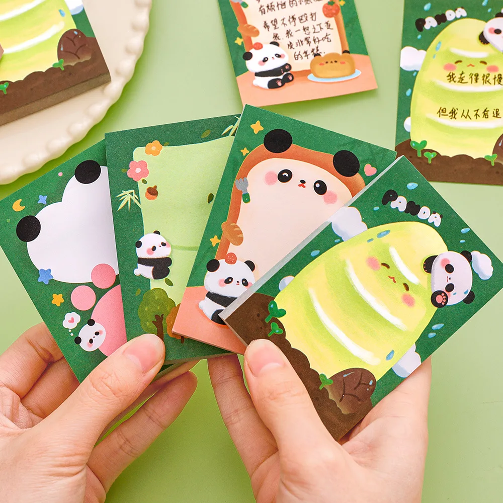 50/200 ورقة ملاحظات ذاتية اللصق لطلاب المدارس أدوات مكتبية مستلزمات التعلم لوحات مذكرة ورق الباندا اللطيف #5