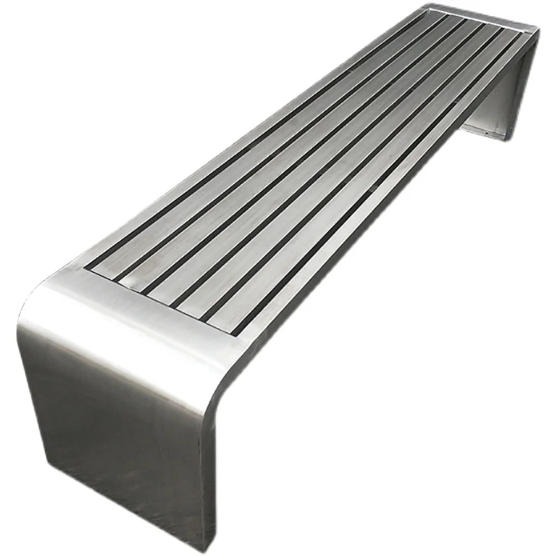 Stainless Steel Outdoor Bench with Plastic Wood Seat - Rust-Resistant