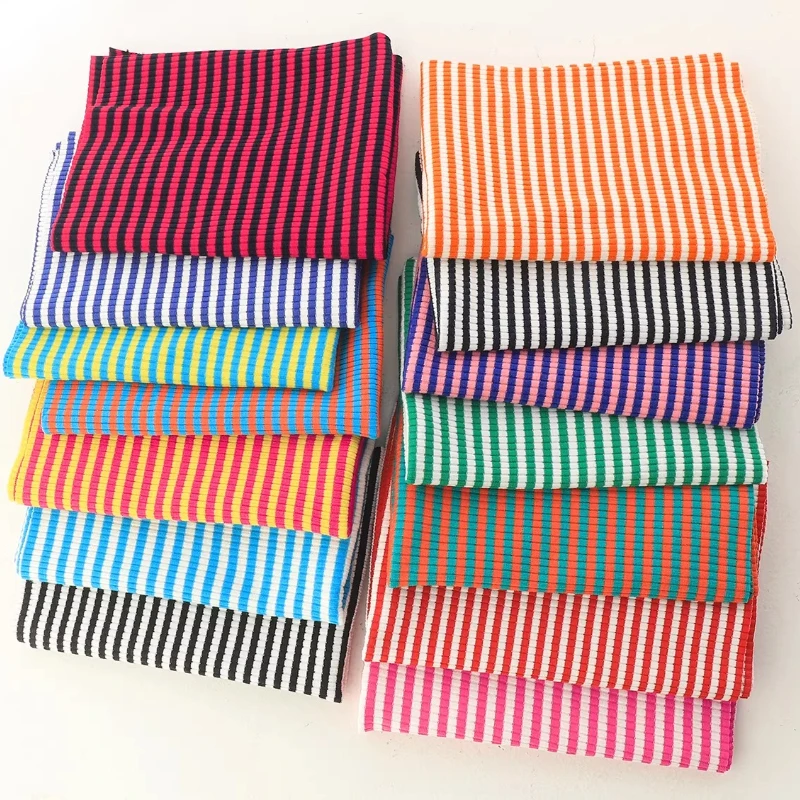 4mm wide stripe pure cotton 4 * 3 threaded pit strip knitted fabric, color horizontal stripe elastic elastic accessory fabric