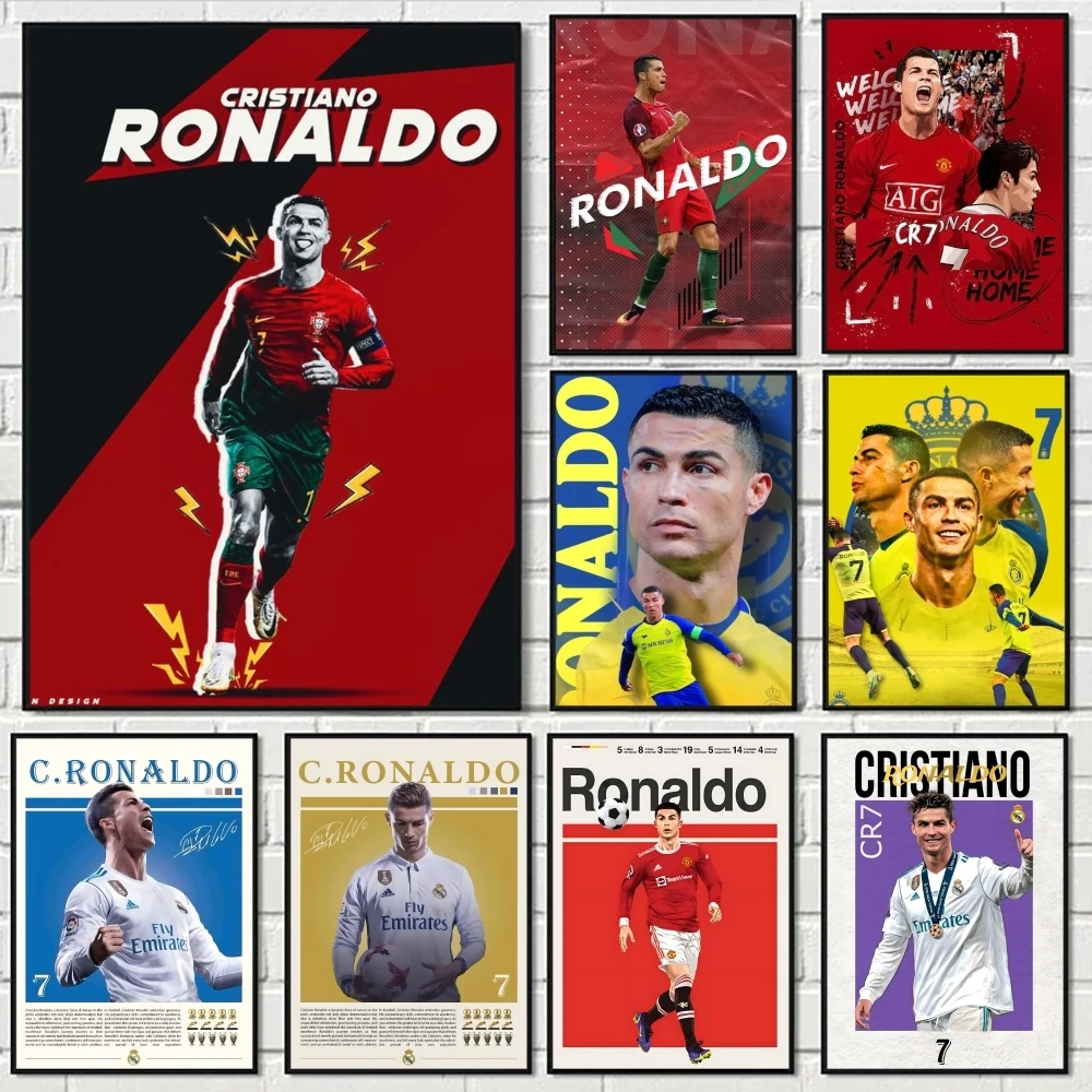 Portugal Super Football Star CR7 Poster Perfect Space Sticker Self Adhesive for Office Home Theater Wall Art Decor Fancy Gift