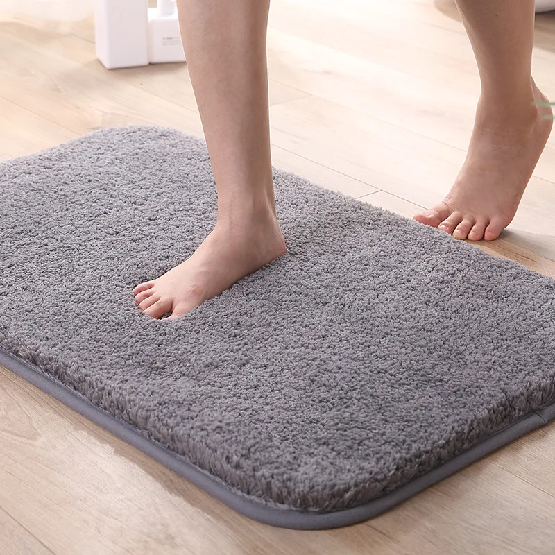 Alfombra de piso gruesa de felpa alta transfronteriza, alfombrilla simple para puerta de baño de cocina, alfombrilla antideslizante para baño, alfombrilla absorbente para pies