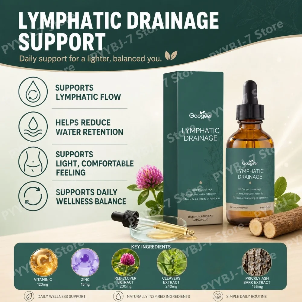 Googeer Lymphatic Drainage Drops with Red Clover & Cleavers For Fluid Balance Lightness & Lymph Drainage Support Adults 60ml