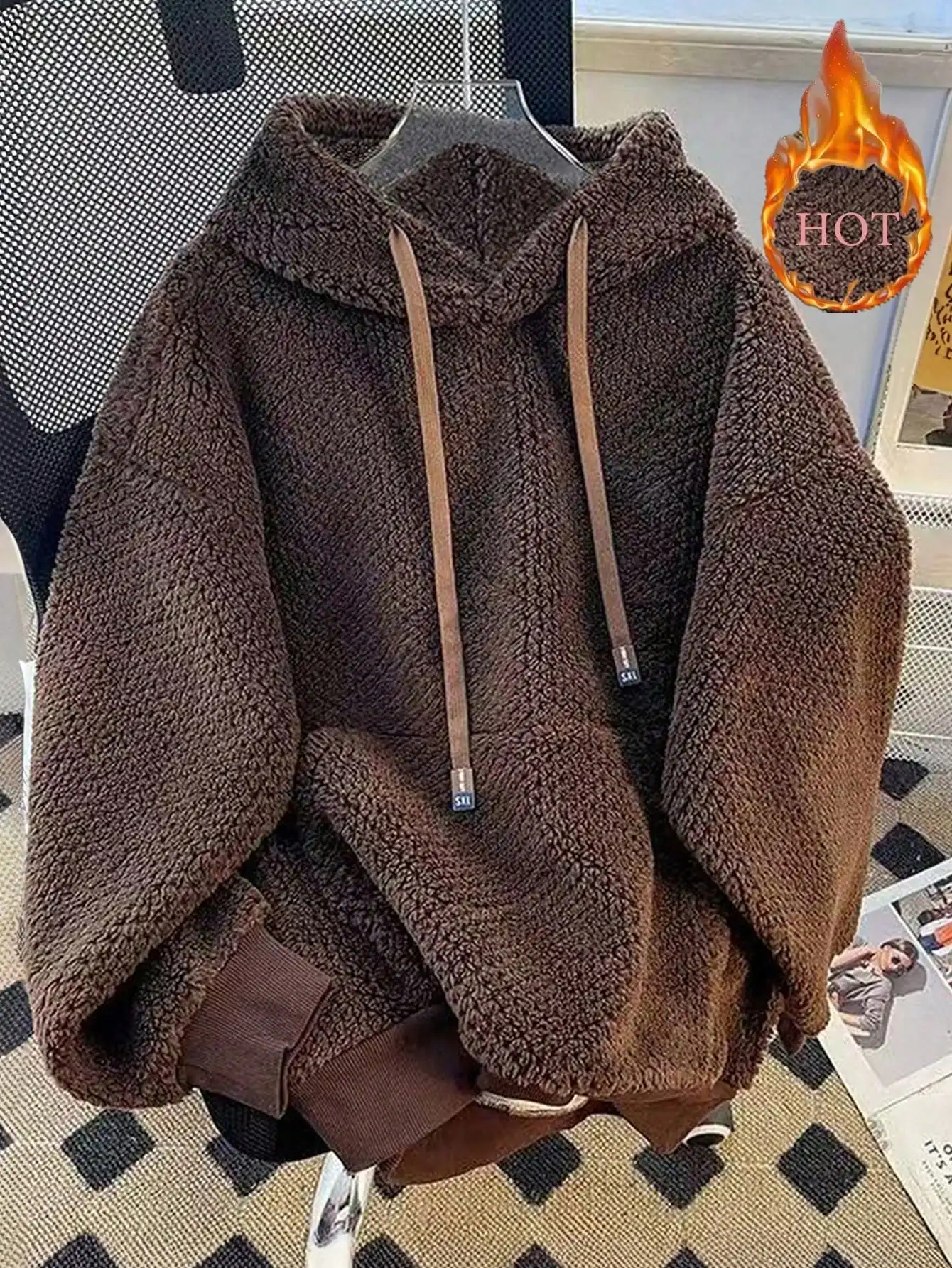 

Women's Solid Color Long Sleeve Pocket Hooded Fleece Sweatshirt for Autumn Winter