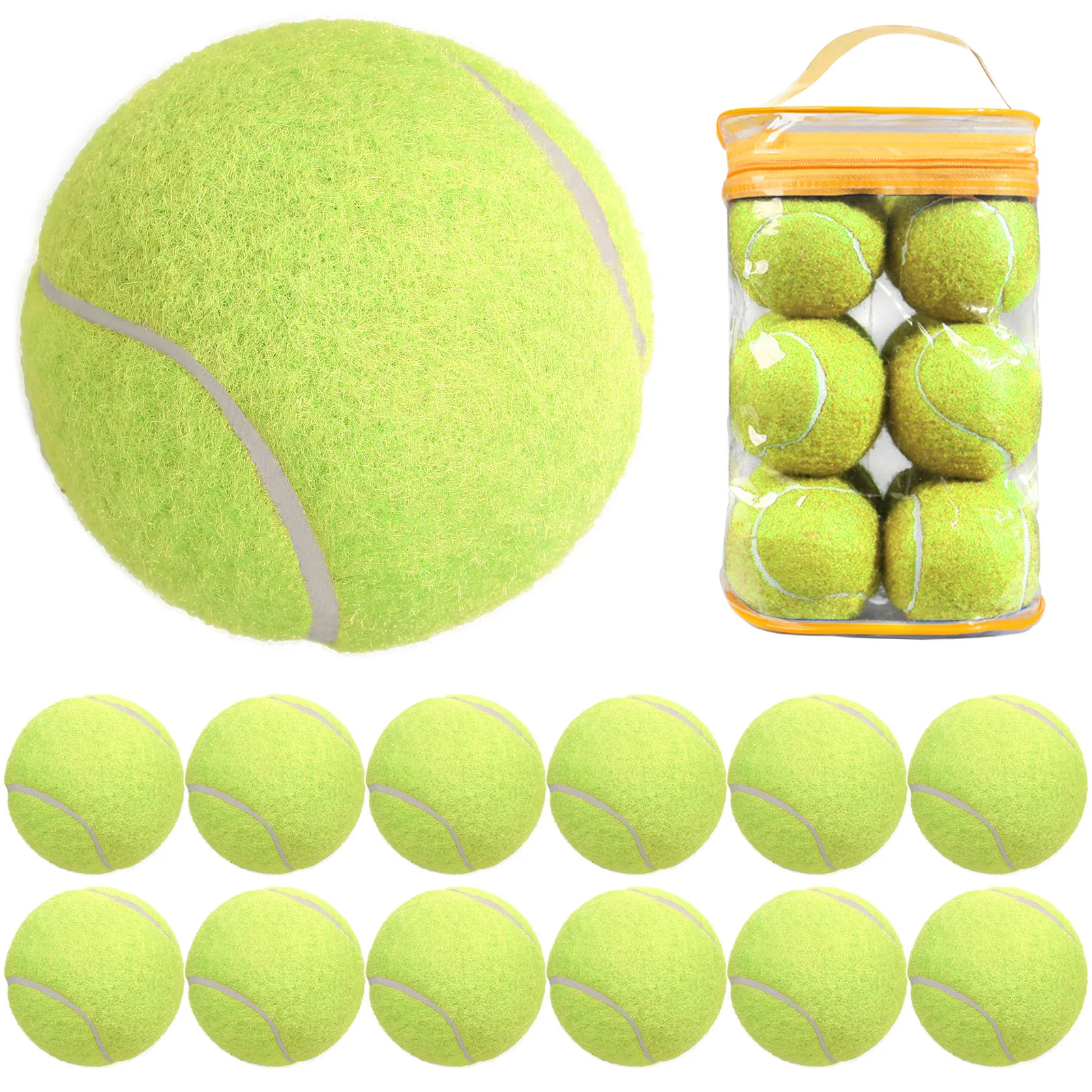 

12PCS High Elasticity Tennis Professional Tennis Training Game Ball Outdoor Dogs Bite and Chomp 63mm Tennis Ball