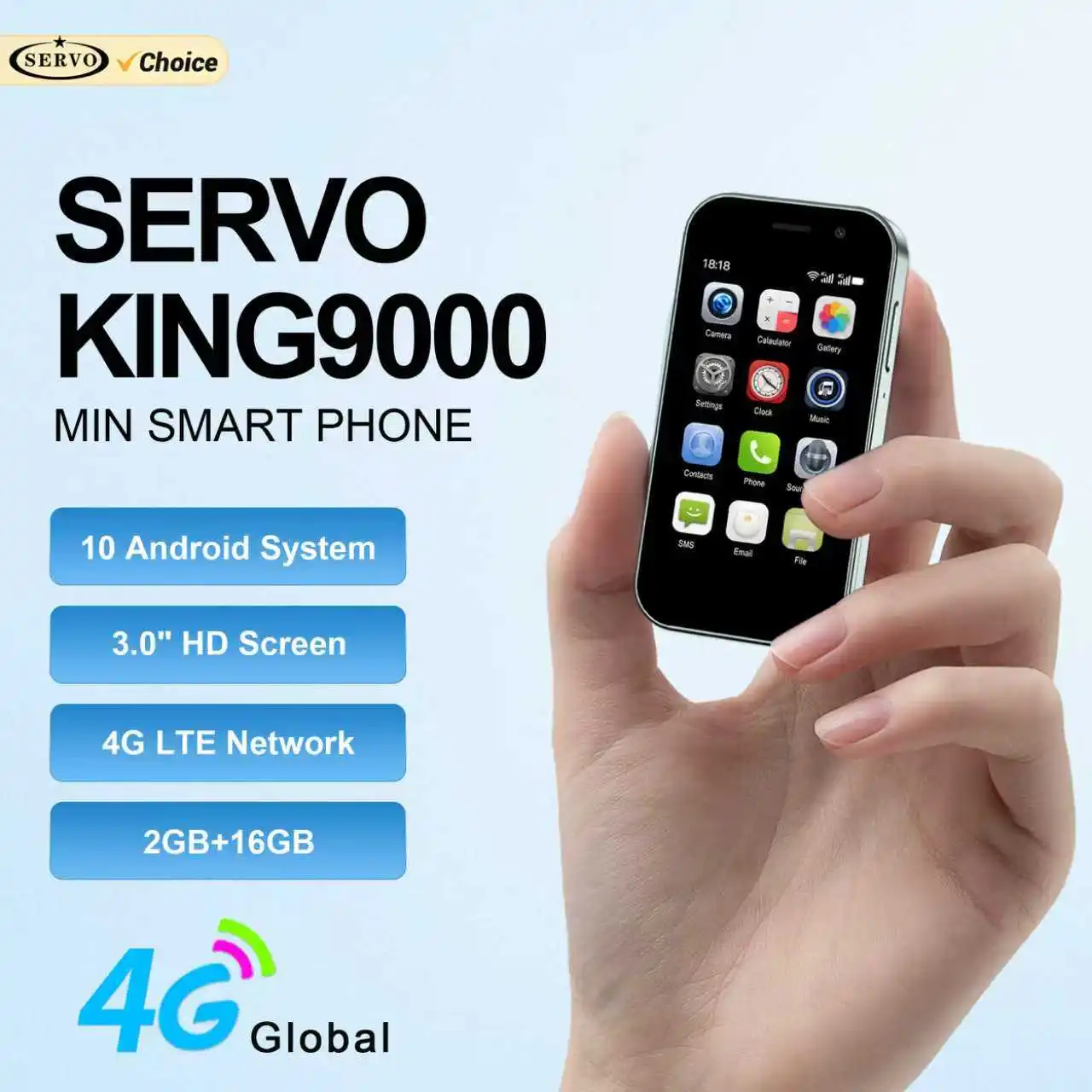SERVO KING9000 Mini Smartphone 4G LTE Android System Play store WhatsAPP Face Unlock 2GB+16GB WiFi 3.0