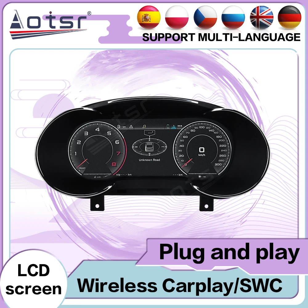 Support Carplay For Audi A3 2014-2020 High Resolution Display LCD Digital Dashboard Cockpit Virtual Instrument Gauge Upgrade Kit