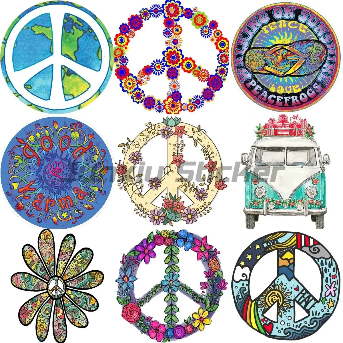 

Peace and Love Camper Van Wrap Sticker Motorcycle Truck Stickers Car Bumper Decals Car Stickers Cars Windows Water Laptops