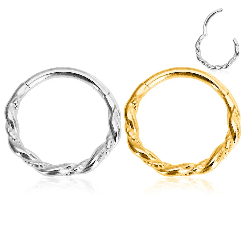 

Moon Vine Helix Hinged Septum Piercing Daith Conch Hoop Earring Clicker Segment Nose Ring 316L Surgical Steel 16G 6-12mm