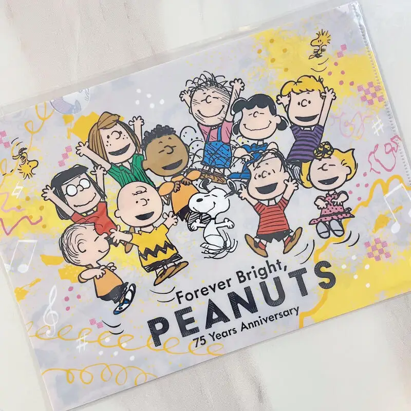 Snoopy 75Th Anniversary Forever Bright Series A4 L Folder Square Notepad Postcard Kawaii Cartoon Document Storage Stationerygift