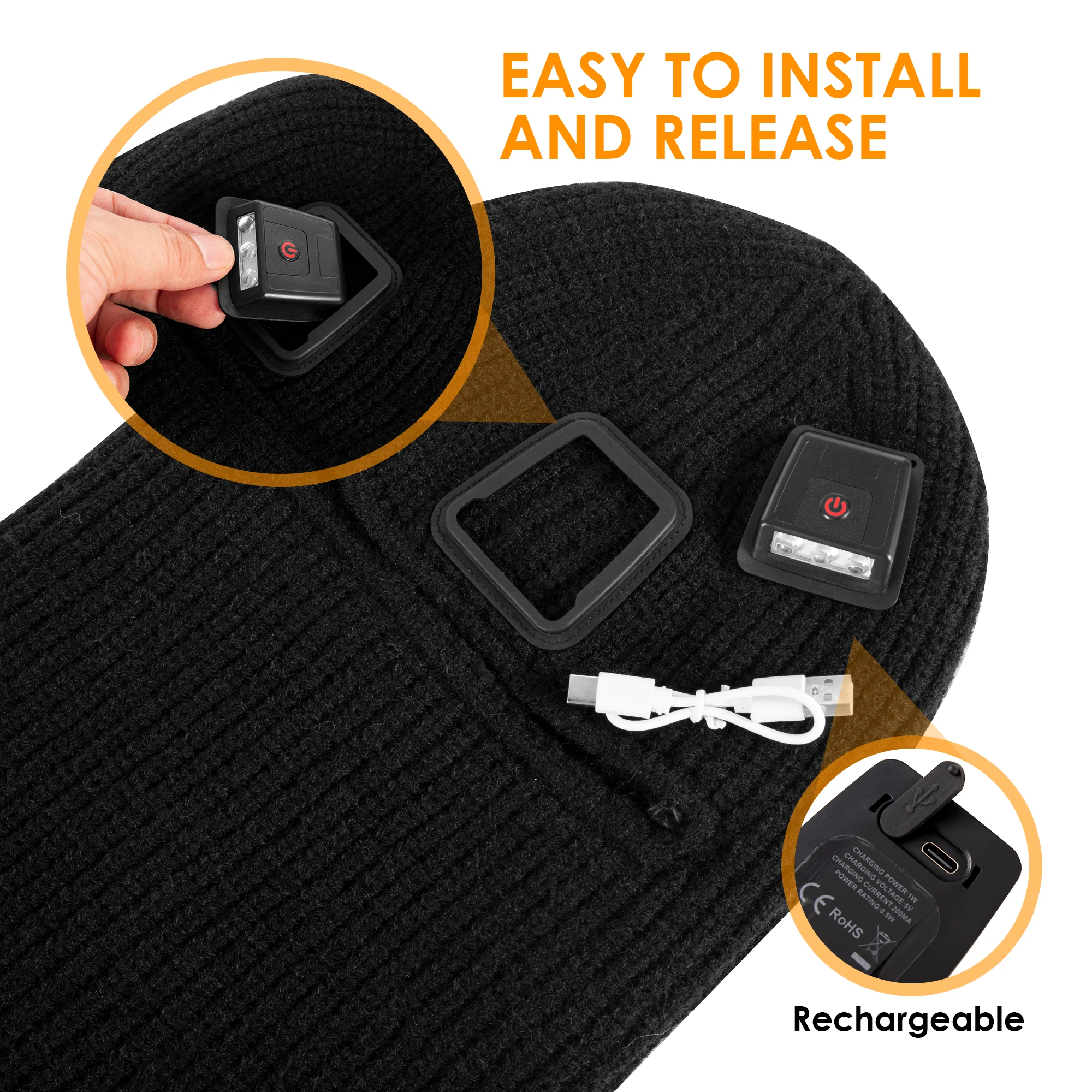 قبعات شتوية خارجية للرجال والنساء، تغطي الوجه والرقبة بالكامل، مقاومة للرياح، دافئة وسميكة، مع أضواء LED قابلة للفصل #5