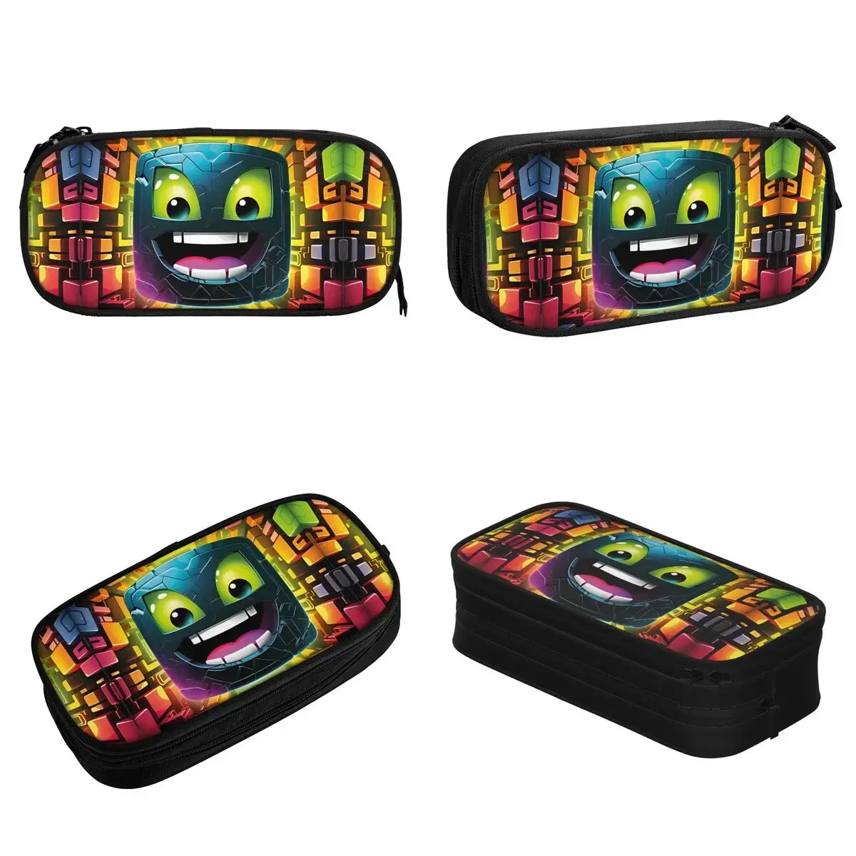 Geometry Dash Happpy Etui Geometrische Dash Video Game Pen Box voor Student Grote Opbergzakken Benodigdheden Rits Accessoires