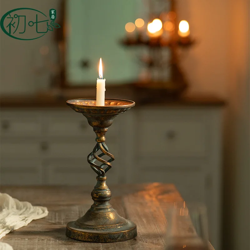 American antique candle stand restaurant romantic decoration props candlelight dinner decoration medieval candle stand