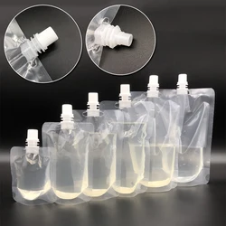 10Pcs Stand Up Plastic Drink Bag Packaging Spout Pouch DIY Beverage Liquid Juice Milk Coffee Camping Outdoor Storage 6 Sizes