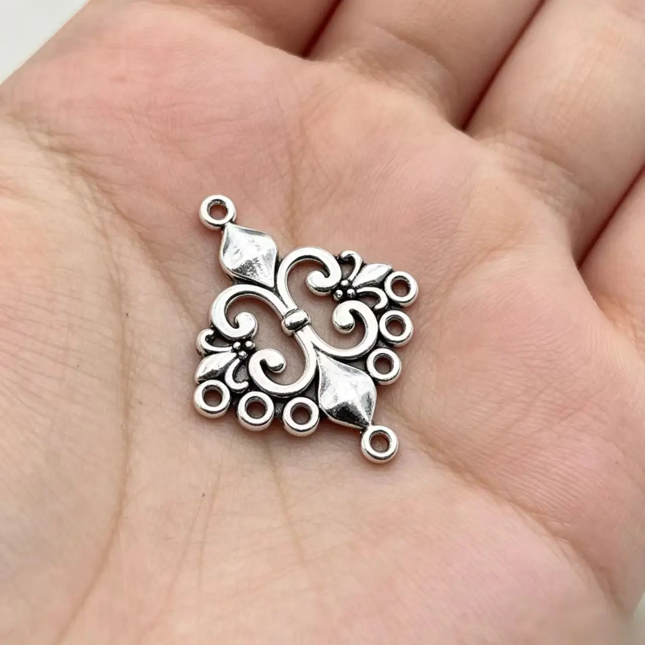 10Pcs/Lot 36*29mm Rhombus Charm 8 Hole Connectors Charms Pendant Designer Charms Fit Jewelry Making DIY Jewelry Findings