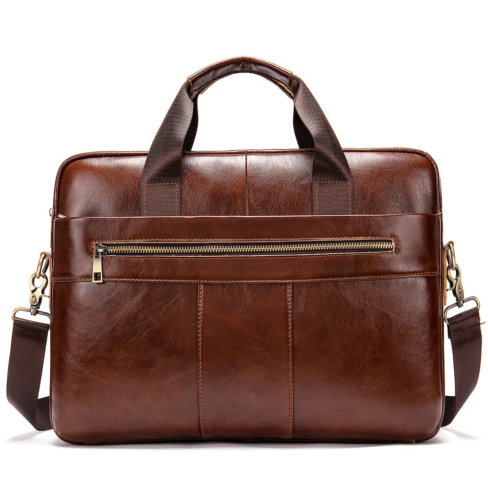 

Men Genuine Leather Handbag Fashion Office 14 Inch Laptop Briefcase Bag Male Computer Shoulder Bags Men's Business Document Bag