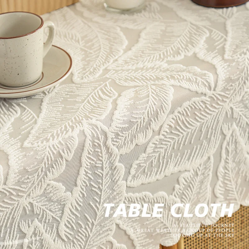 French Countryside Lace Tablecloth Beige Hollow Crochet Rectangular Coffee Tea Table Cover Cloth Background Fabric Tablecloth