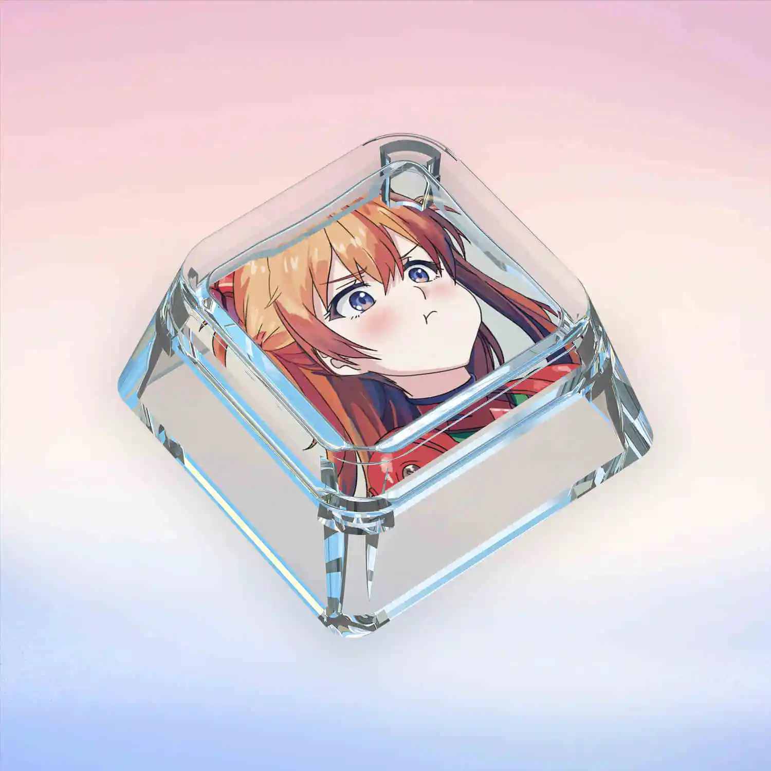 أنيمي Kawaii Asuka Langley Soryu إيفا عبر محور لوحة المفاتيح الميكانيكية Wooting شخصية الكرتون Keycap شفافة Keycap هدية