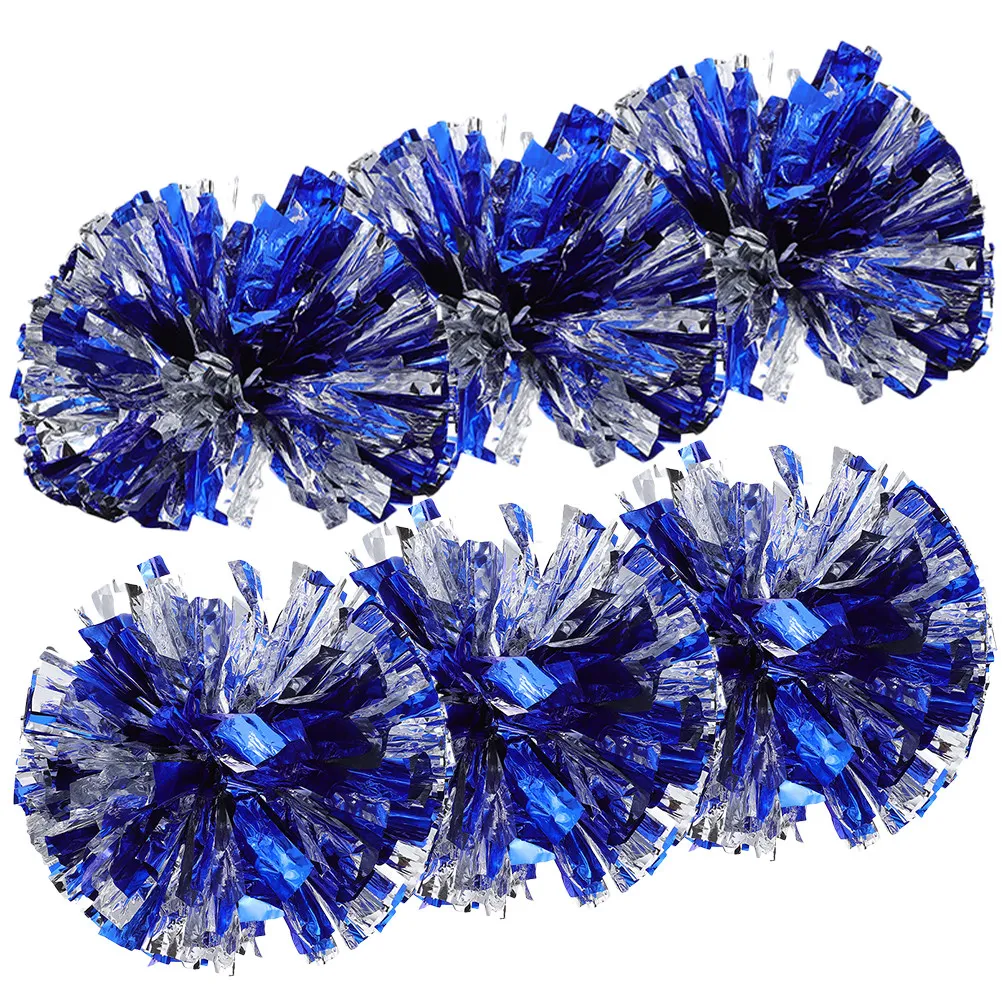 6Pcs Cheerleading Pom Poms Premium Glossy Reusable Cheer Poms for Sports Dance Party Festival Props Hand Flowers