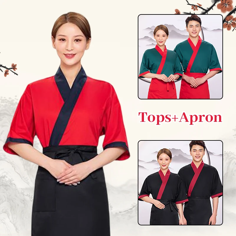 Japanese Cuisine Sushi Restaurant Chef Waiter Splicing Kimono Overalls Korean Barbecue Restaurant Hanbok Middle Sleeve Unisex