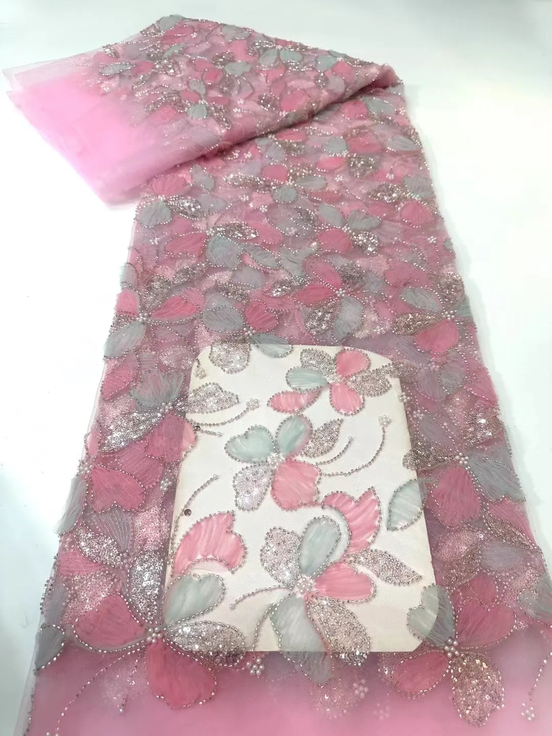 

Luxury 2026 High Quality French Tulle Mesh Lace Fabric African Lace Fabric 5 Yards For Nigeria Fabric Wedding Party Dress M86-1