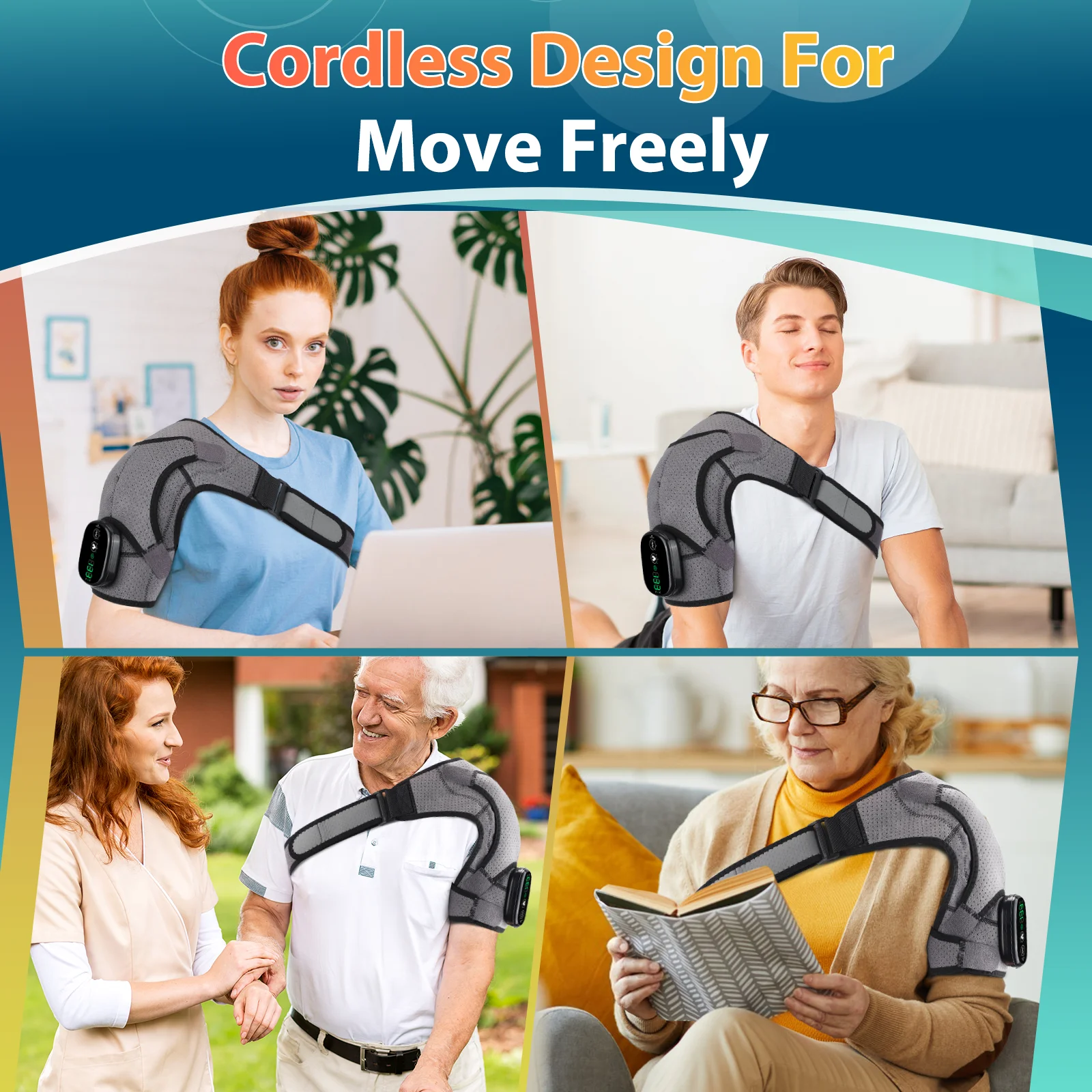 Electric Shoulder Massager Thermal Physiotherapy Elbow Support Belt Vibrator Arthritis Joint Pain Relief Knee Heated Massage