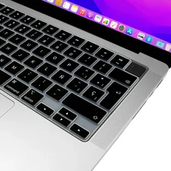 Tastatur-Schutzfolie aus Silikon für 12-16 Zoll MacBook Air/Pro M1 M2 M3 spanische Tastaturabdeckung, weiches Schutzzubehör, Schwarz