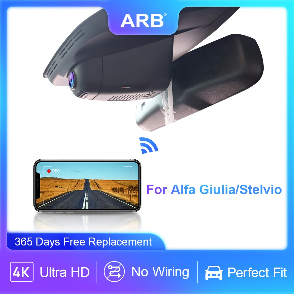 Dash Cam for Alfa Romeo Giulia Stelvio, ARB Car DVR 4K, Wifi Car Dash Camera, Night Vision Dvrs Wireless