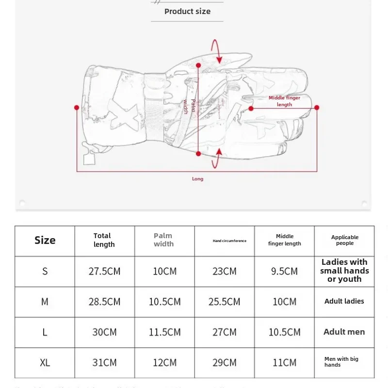 Winter Ski Gloves PU Leather Non-slip Touch Screen Snowboard Glove Waterproof Motorcycle Cycling Fleece Warm Snow Gloves Unisex