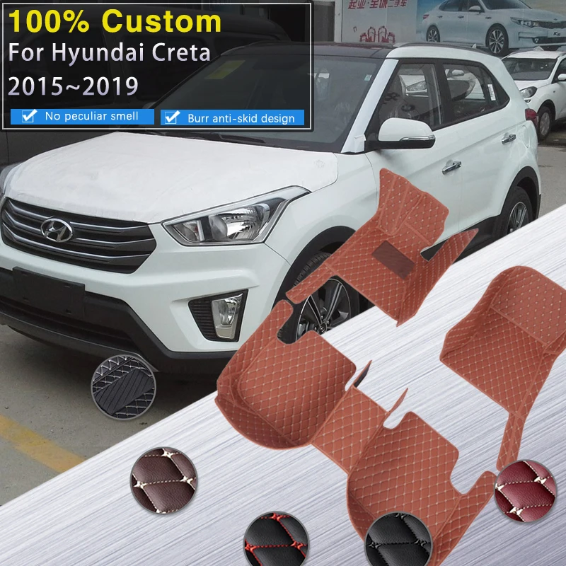 

Car Mats For Hyundai Creta Cantus GS GC 2015~2019 Protective Pad Leather Floor Mat Rugs Anti Dirt Carpets Set Car Accessories