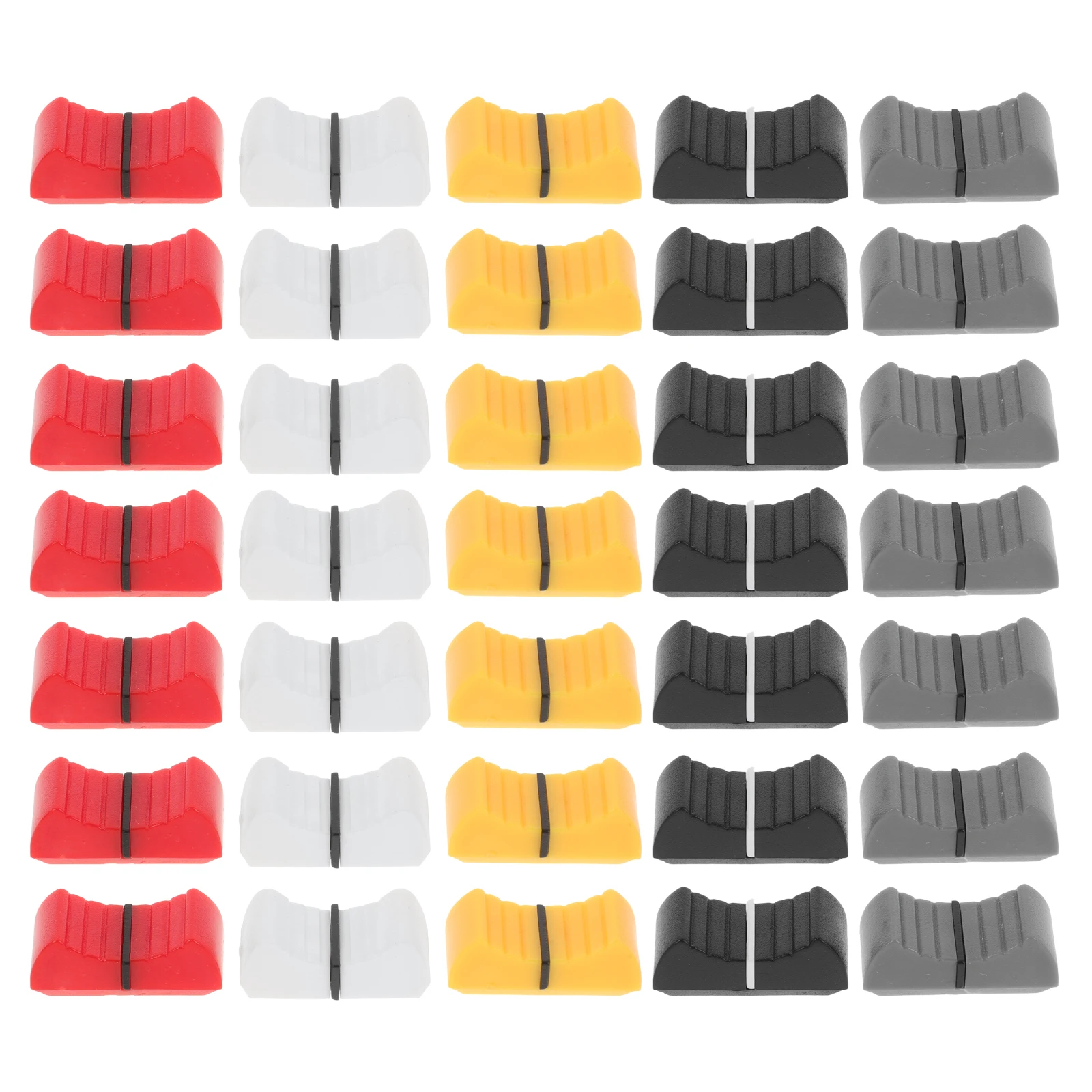 

50pcs Caps Console Mixer Slider Knobs 4mm Holes DJ Accessories Thumb Push Buttons Black Yellow Red White Gray