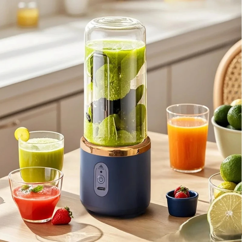 Draagbare elektrische sapcentrifuge, multifunctionele sapcentrifuge met dubbele kop, fruitblender, milkshake, oplaadbare USB-blender, smoothiemaker