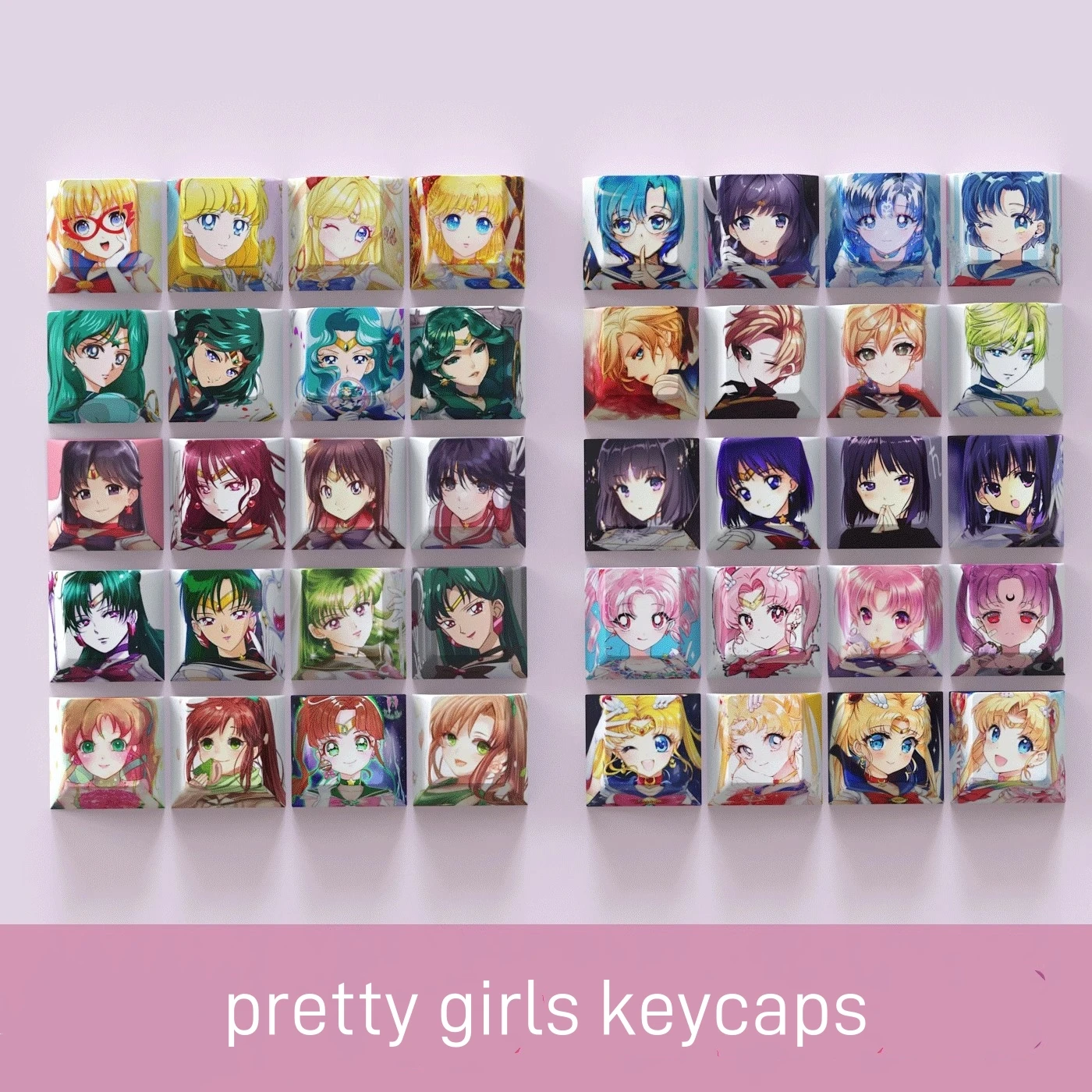 4 Keys/set Cute Pretty Girls Keycaps PBT Dye Subbed Cherry Profile Key Caps Anime Cartoon ACGN Keycap For MX Switch Tsukino