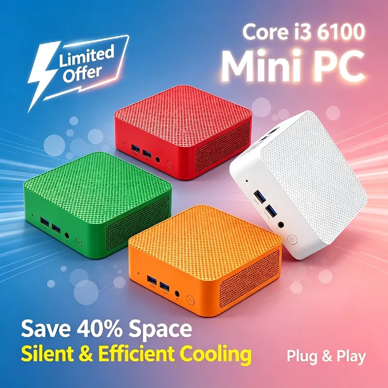 Intel Core i3 6100 Mini PC 16GB DDR4 1TB NVMe SSD Triple 4K WiFi6 Silent Cooling Office Home Desktop 2026 Pro Max