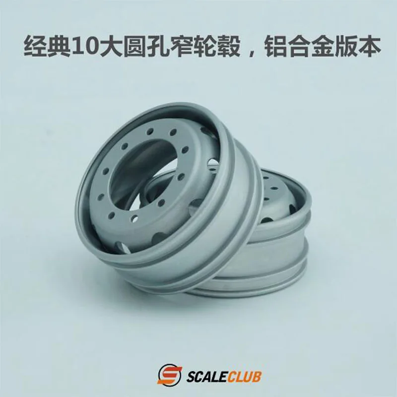 Scaleclub 1/14 Drag Head Mud Upgrade Stainless Steel Wheel 10 Round Holes For Tamiya Lesu Rc Truck Aluminum alloy version