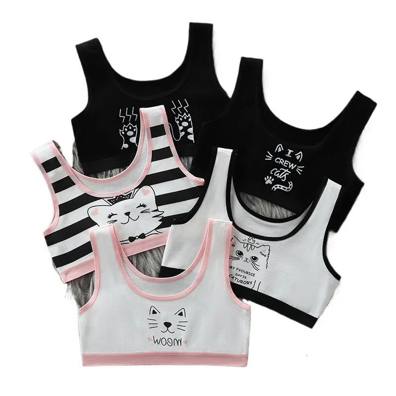 5pcs/lot Girls Undershirts Development Period Underwear for Girls Schoolgirl Wide Shoulder Strap U-shaped Thin Vest Baby Singlet