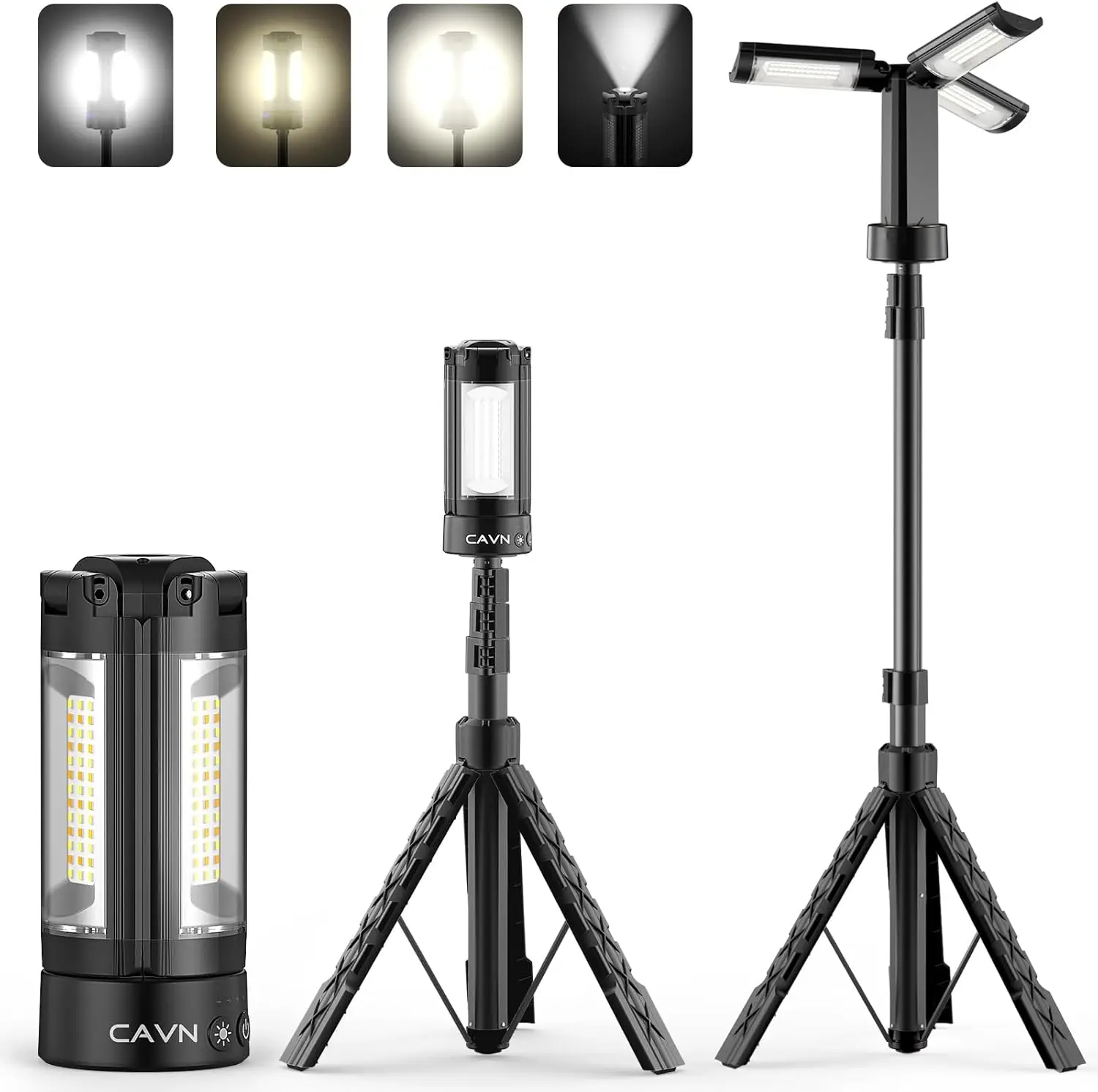 

Rechargeable Camping Lights with Stand, Portable LED Work Light 2200 Lumens Dimmable, Detachable Tripod
