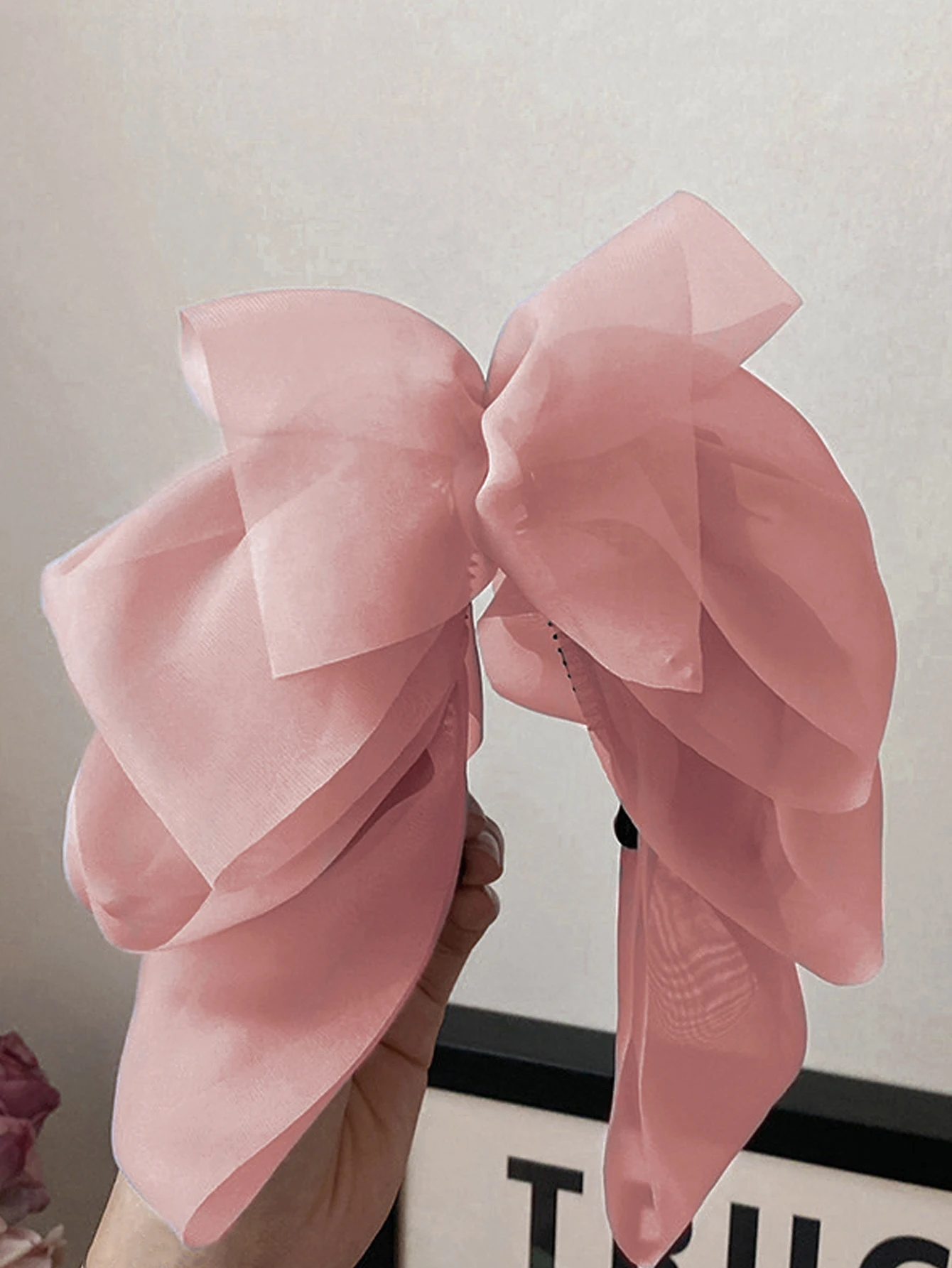 1 قطع الأزياء الصلبة الشيفون شبكة القوس الشريط الموز مقاطع الشعر للنساء الفتيات حزب إكسسوارات الشعر #6