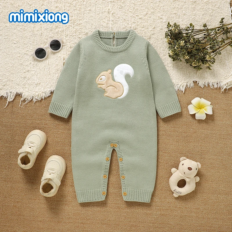 طفل للجنسين السروال القصير ربيع الخريف عادية الأخضر كم طويل الوليد صبي فتاة محبوك حللا الرضع طفل ازياء قطعة واحدة