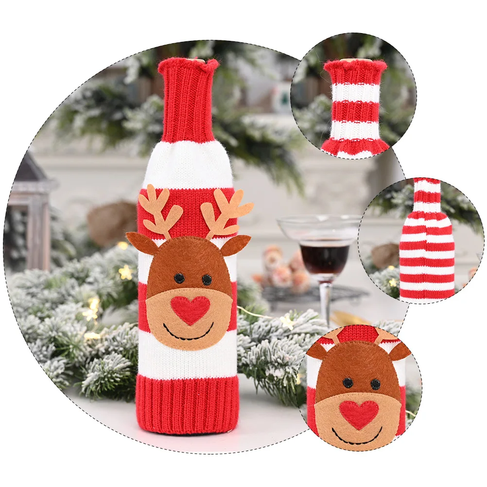 

2Pcs Assorted Color Christmas Knitted Wine Bottle Sleeve Stylish Gift for Friends and Family Xmas Decor