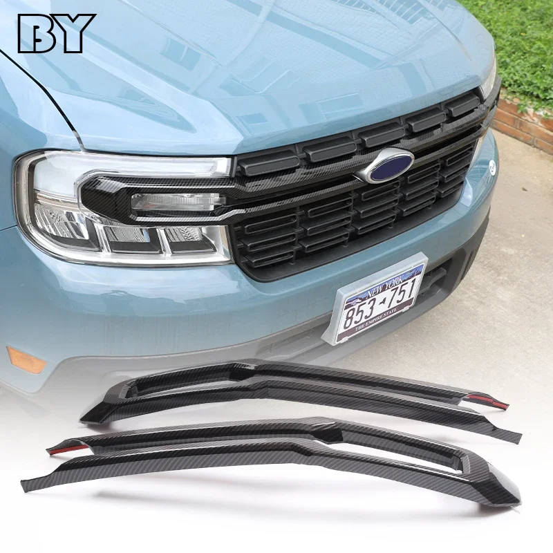 

Car Front Bumper Mesh Center Grille Grill Moulding Strips Cover Trim For Ford Maverick 2022 Carbon Fiber Styling Accessories