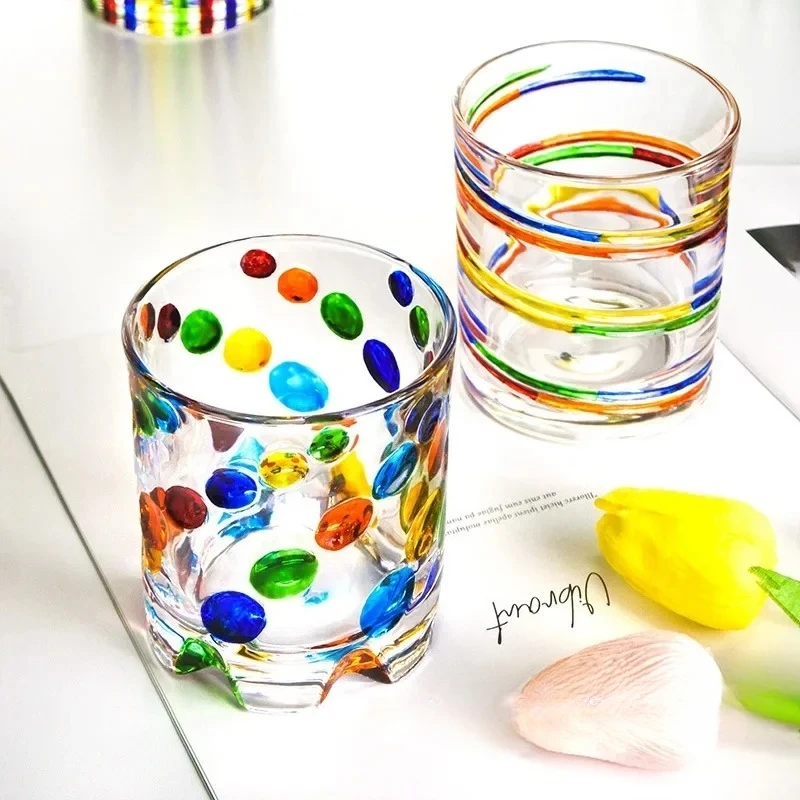Colorful Rotating Whiskey Glass Germany Design Crystal Wine Glass Relieve Stress Ripple Brandy Tumbler Whisky Enjoy Cup Beer Mug