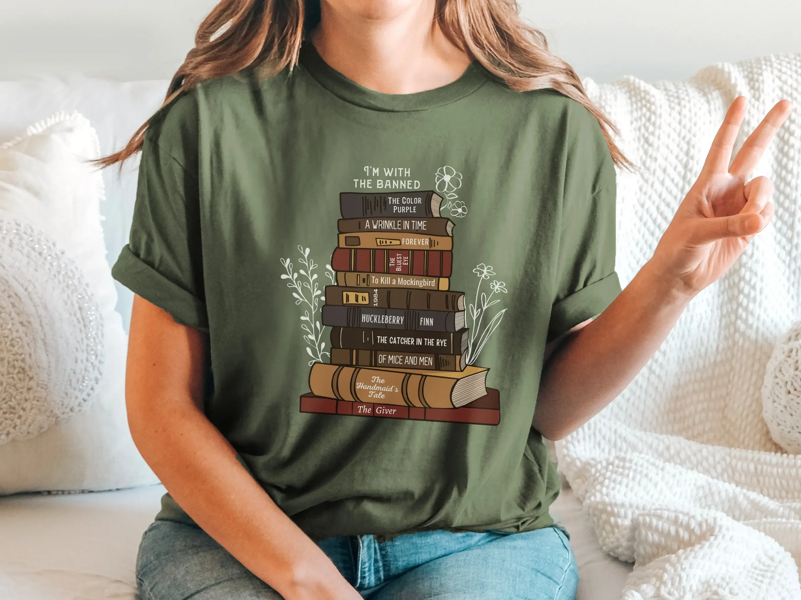 

Vintage I'M With The Banned T Shirt Reading Books Apparel Book Lovers Clothing Bookworm Librarian Week Bookish