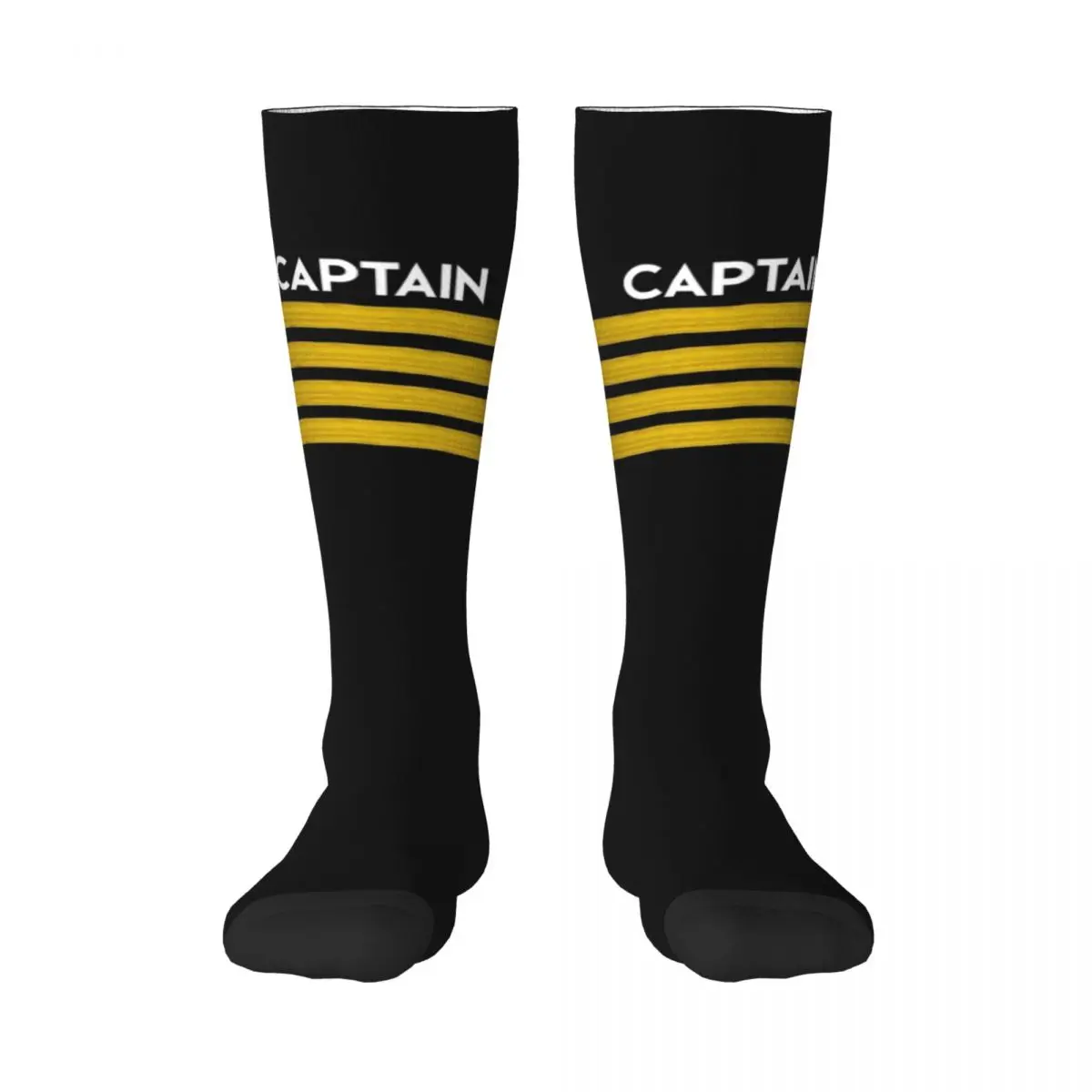 Harajuku Captain Stripes Epaulettes Stockings Women Girl 3D Print Aviation Airplane Pilot Basketball Sports Thigh High Socks