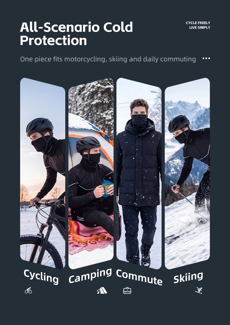 WEST BIKING Winter-Fahrradschleier Winddichte Thermische Sturmhaube Nackenwärmer für Skifahren Motorrad Atmungsaktive Fleece-Gesichtsmaske Warm – Detail 13