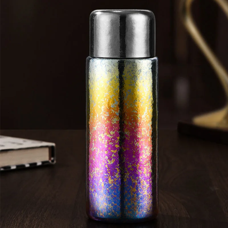 420ml Pure Titanium Thermal Water Bottle With Magnetic Cap And Filter,Double-layer Vacuum Tea Brewing Thermos Cup,Business Gift