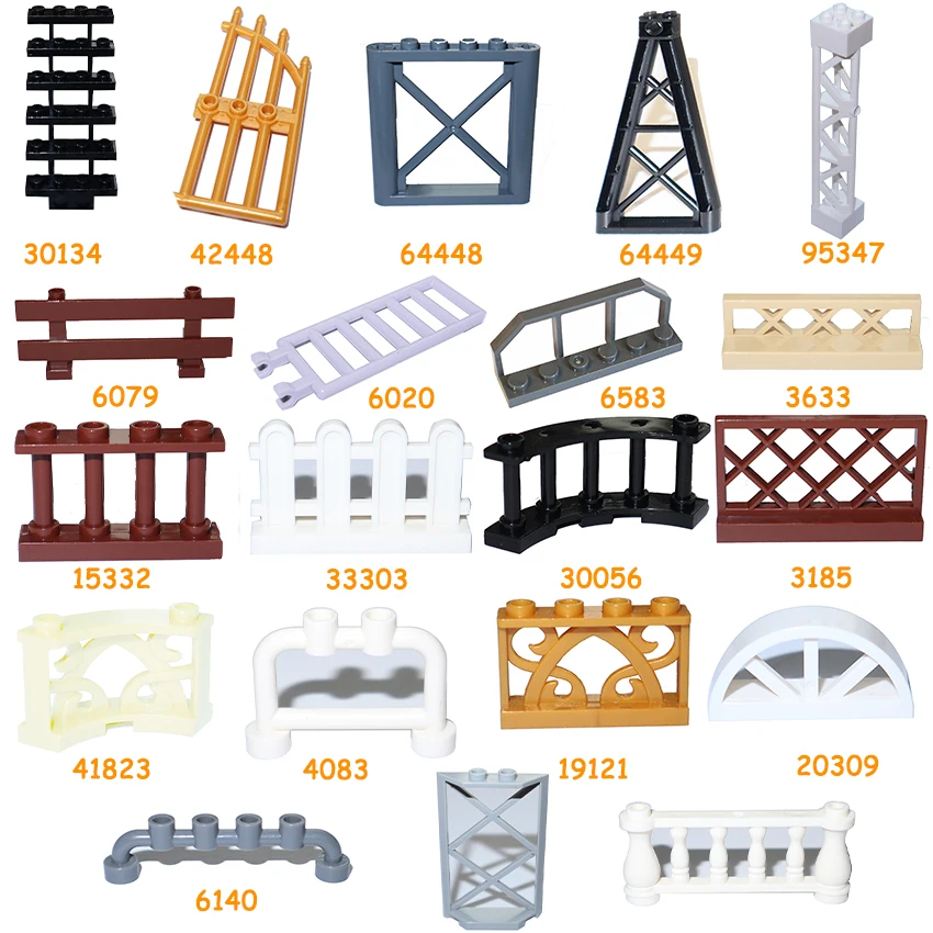 City Accessories Building Block MOC Part Fence Railing Stair Barrier Ladder Guard Bar Castle Garden Farm Assemble Brick 19121