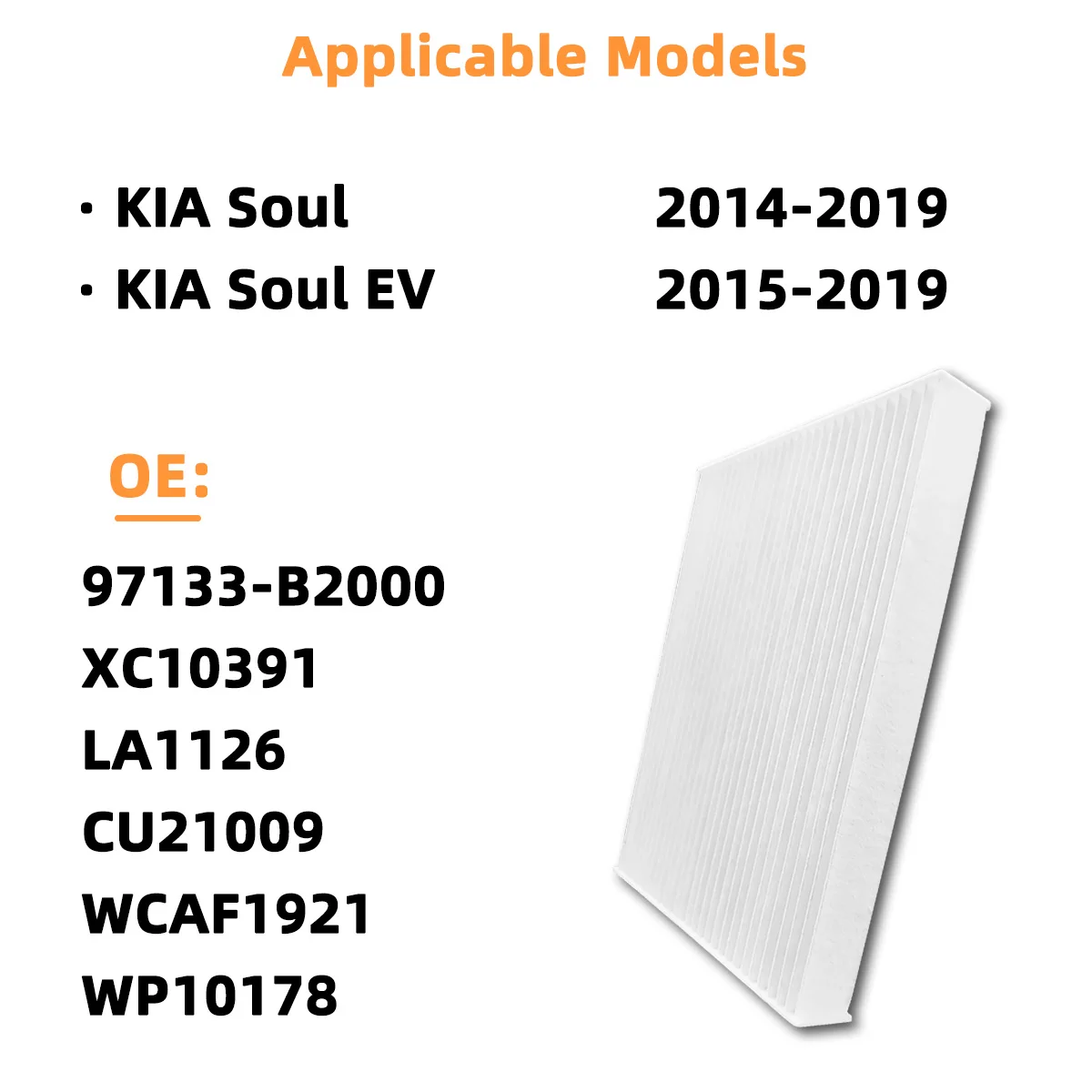 Innenraumluftfilter CF12002 verbessert den Fahrkomfort, passend für KIA Soul EV 2014-2019, 97133-B2000, XC10391, CAF1921P, CU21009, WCAF1921. – Detail 5