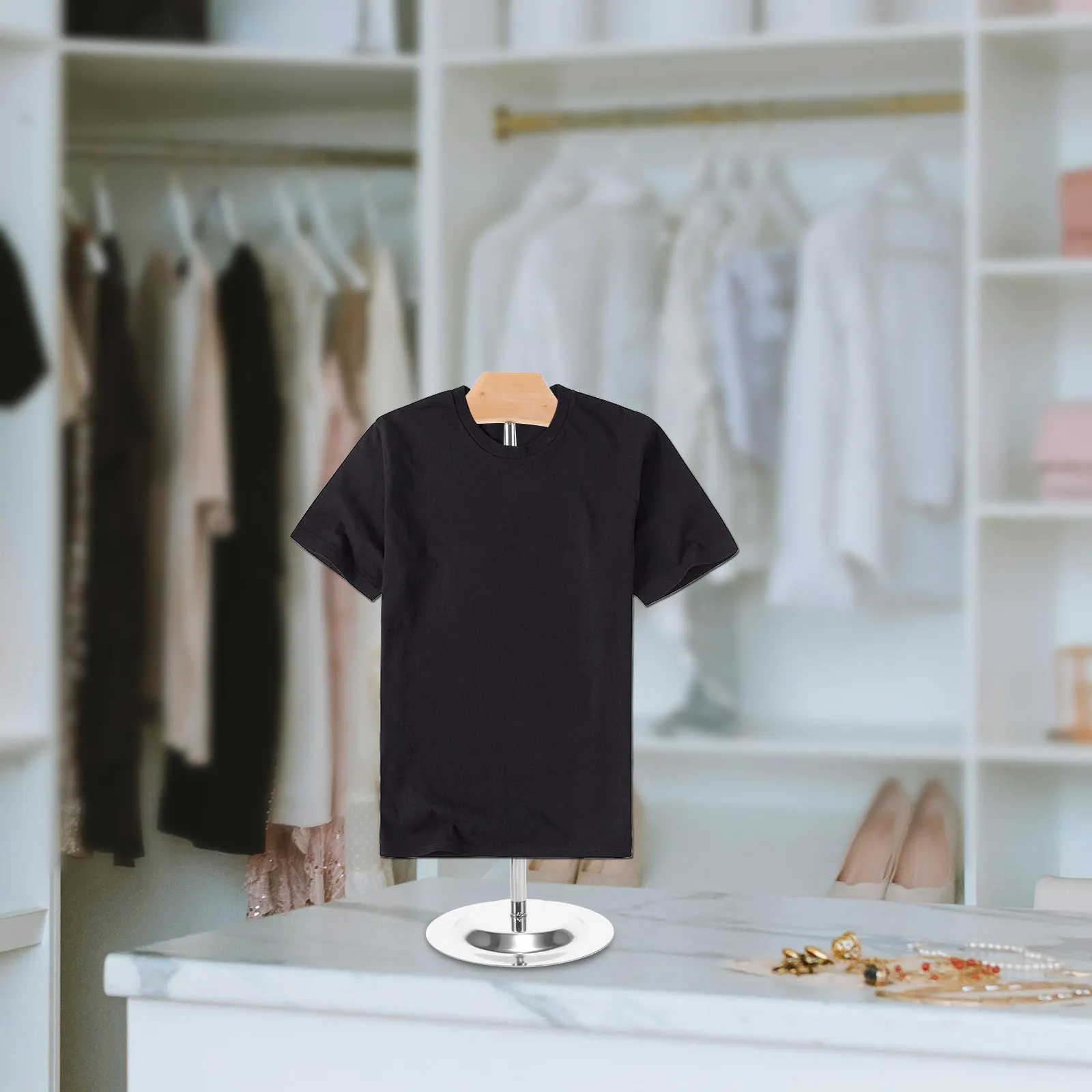 

Type Clothes Hanger Rack T Shirt Display Stand For Male Apparel Coat Sweater Organizer Stainless Steel Wood Foam